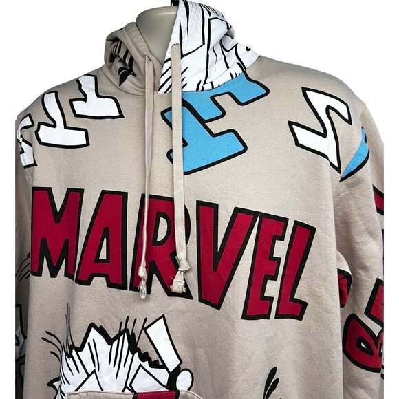 Disney 100 Marvel Mens Pullover Hoodie Sweatshirt Large All Over Spell Out Print - Picture 4 of 5